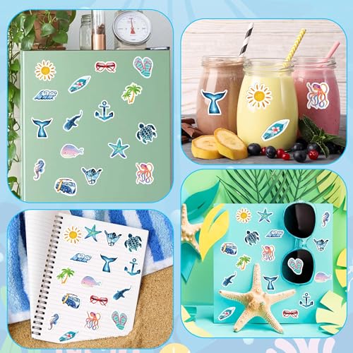 Haooryx Summer Beach Sticker Rolls, 1000 Pcs Watercolor Sea Animals - image 7
