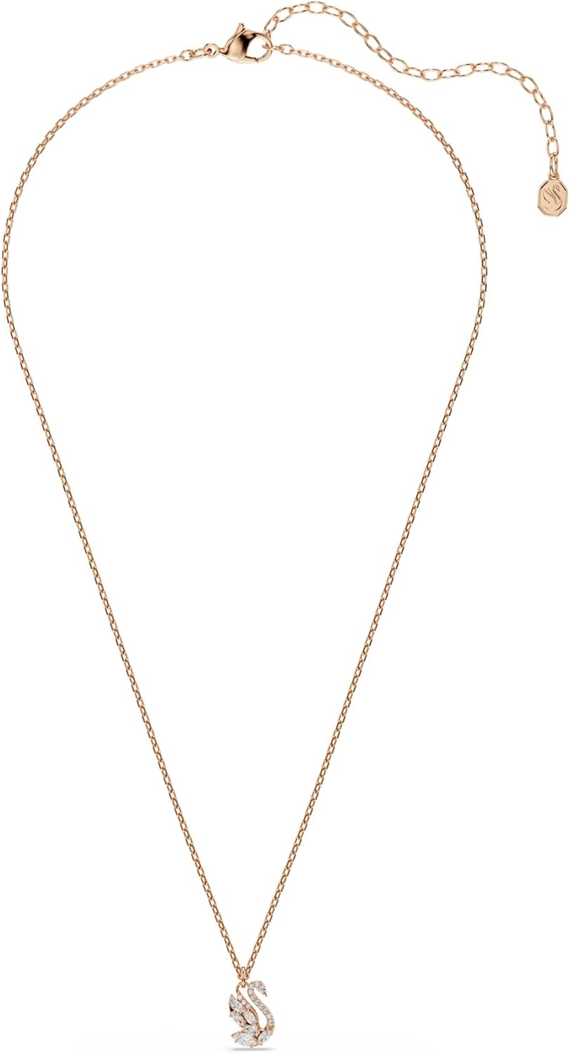 Swan pendant, Mixed cuts, Swan, White, Rose gold-tSwarovski One plated