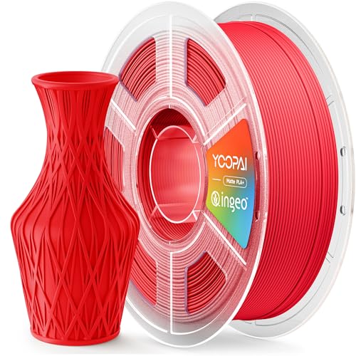 Image of PLA+ Matte Filament 1.75mm, Soft Matte Finish, Reduced Layer Lines, 1KG (2.2lbs) 3D Printer PLA Filament, Dimensional Accuracy + /- 0.02 mm, Scarlet Red