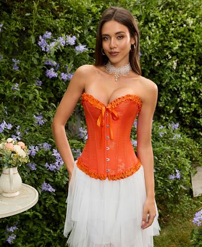 Image of SZIVYSHI Corset Tops for Women, Bustier Shapewear Lingerie, Lace Waist Push Up Bodysuit