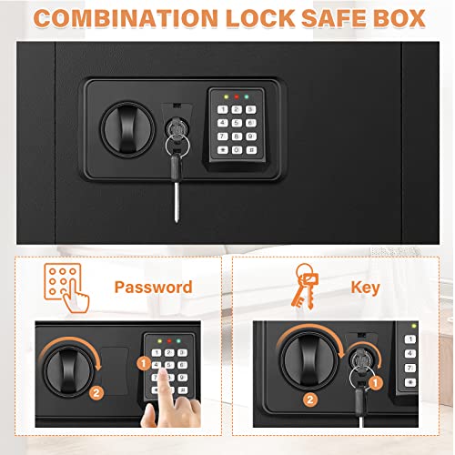 Image of Black 17.72 inch Tall Wall Safe Between Studs with Combo Lock & Removable Shelf