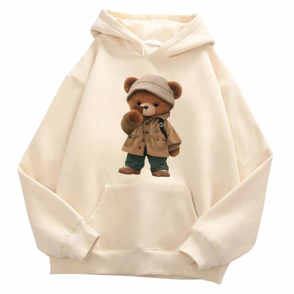 street and sense Teddy Bear Graphic Print Hoodie for Women and Men's-picture-10