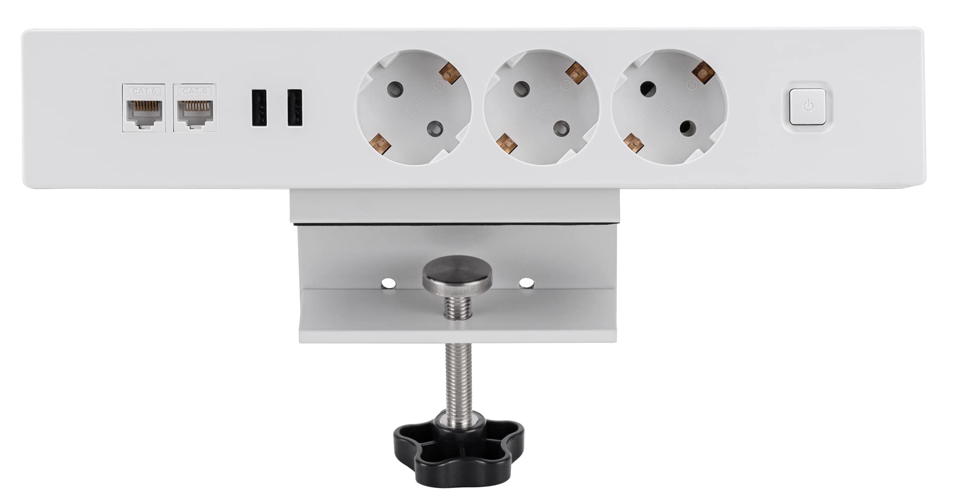 maxtrack Presa da tavolo NV62L 3 prese con contatto di protezione con 2 porte USB e 2 porte LAN, presa multipla per casa con fissaggio da tavolo, pulsante di accensione e spegnimento, ciabatta con