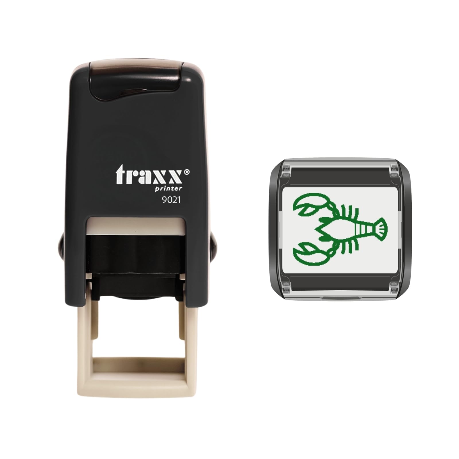 Traxx 9021 Loyalty Card Self Inking Rubber Stamp Fish Seafood Restaurant *A Green Lobster Design*
