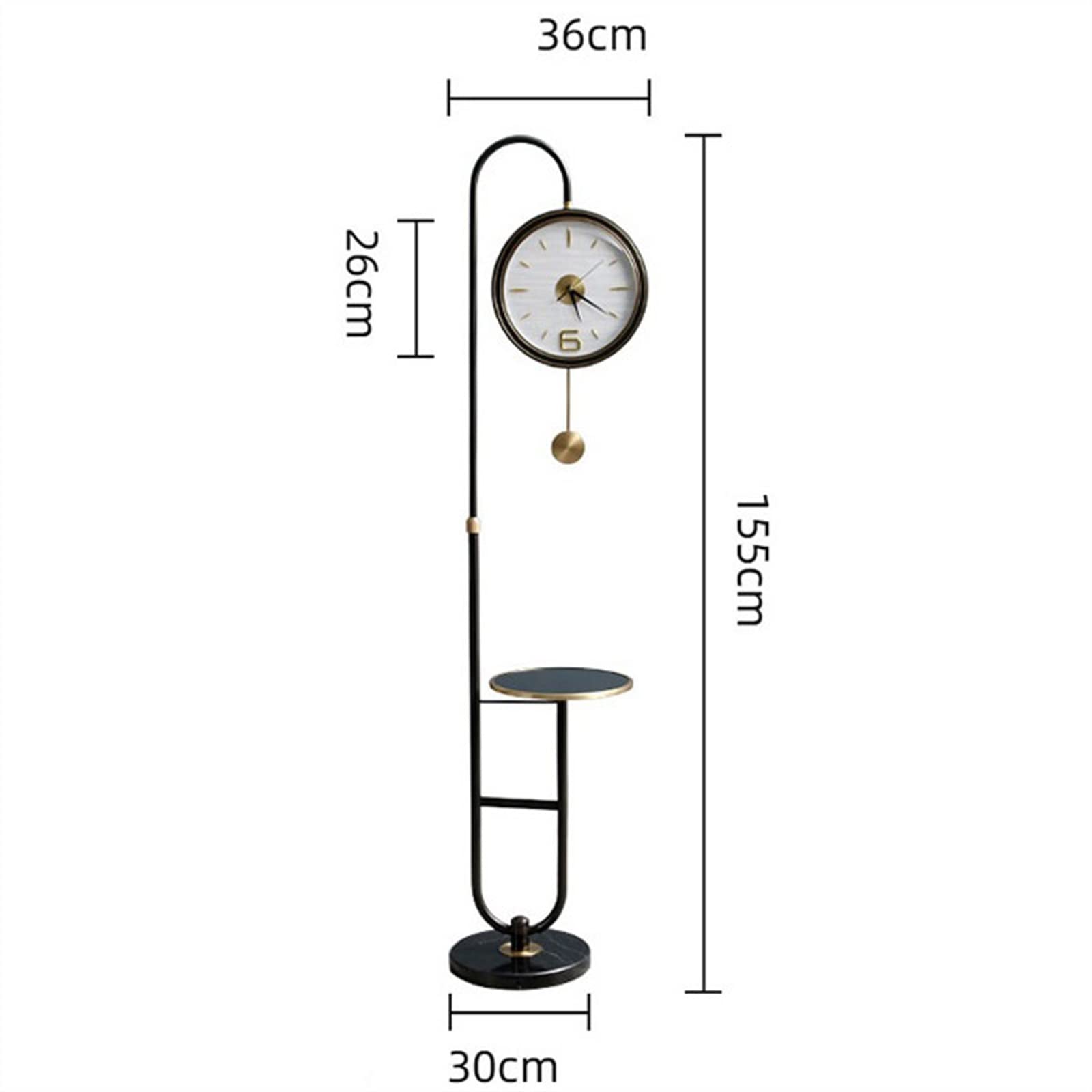 Reloj de Suelo Reloj de pie Moderno, decoración del hogar chapada en Oro con Cesta Almacenamiento, Reloj Vertical botellero Abuelo