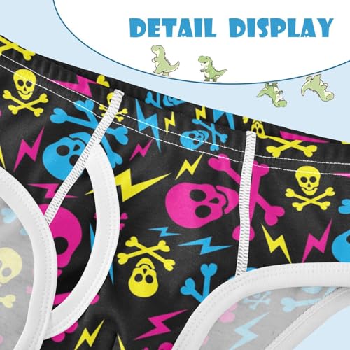 visesunny Boys Cotton Underwear Colorful Skull Printed Toddler Soft Training Briefs Size 2T-8Y for Kids4