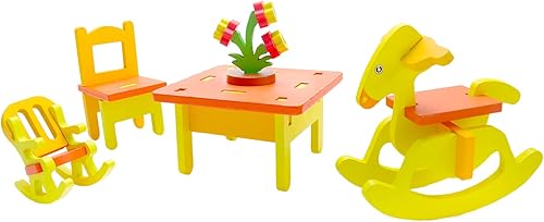 Juego de muebles en miniatura mini muebles de madera para bricolaje pequeños muebles coloridos 3D kit de modelo de rompecabezas para decoración de