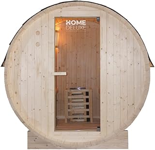 Home Deluxe - Outdoor Fasssauna Lahti M - Maße: BxTxH: ca. 185 cm x 120 cm x 185 cm, Holz: Fichtenholz - inkl. Saunaofen und Saunazubehör I Gartensauna, Außensauna, Sauna Fass für 2 Personen