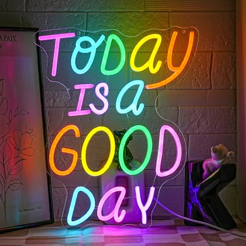 Image of Today is a Good Day Neon Sign Letter Neon Light Colorful Words Neon Light Sign Motivation LED Light Sign for Bar Cafe Restaurant Office Living Room