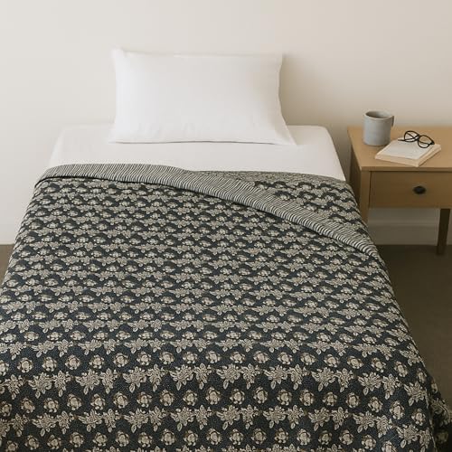 Image of LITO LINEN AND TOWEL 310 GSM Solapur Chaddar Single Size Cotton Reversible Blanket for All Season 60 inch x 90 inch (Maroon Cluster Floral, 60 inchx90 inch)