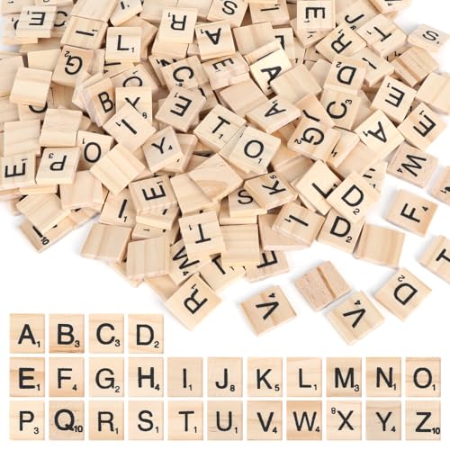 Xishoyen 252 Stück Holzbuchstaben, A-Z Scrabble Buchstaben Holz, Klein Holzbuchstaben zum Basteln, Zahlen Holz für Brettspiele, Lernen, Rechtschreibung, Geschenk