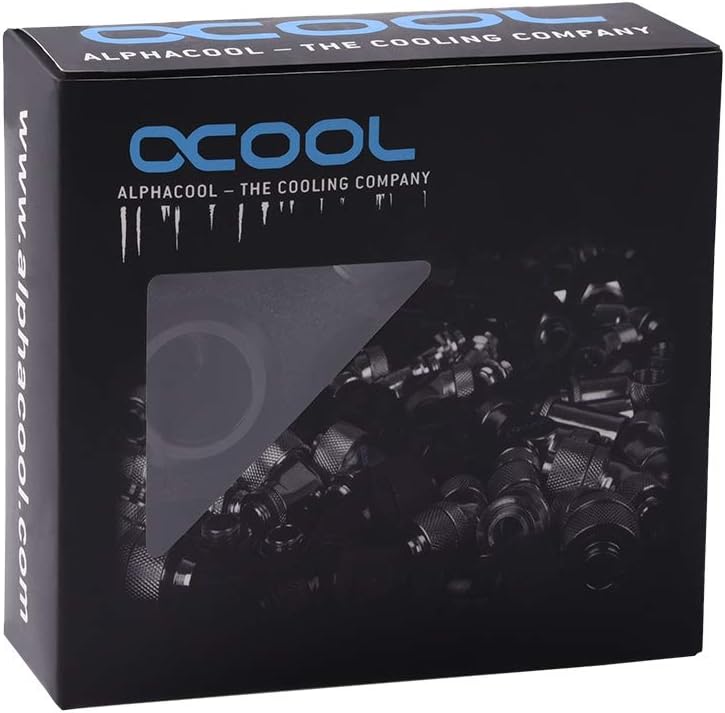 Alphacool Eiszapfen PRO HardTube G1/4" Fitting, 16mm OD, Deep Black, 6-Pack