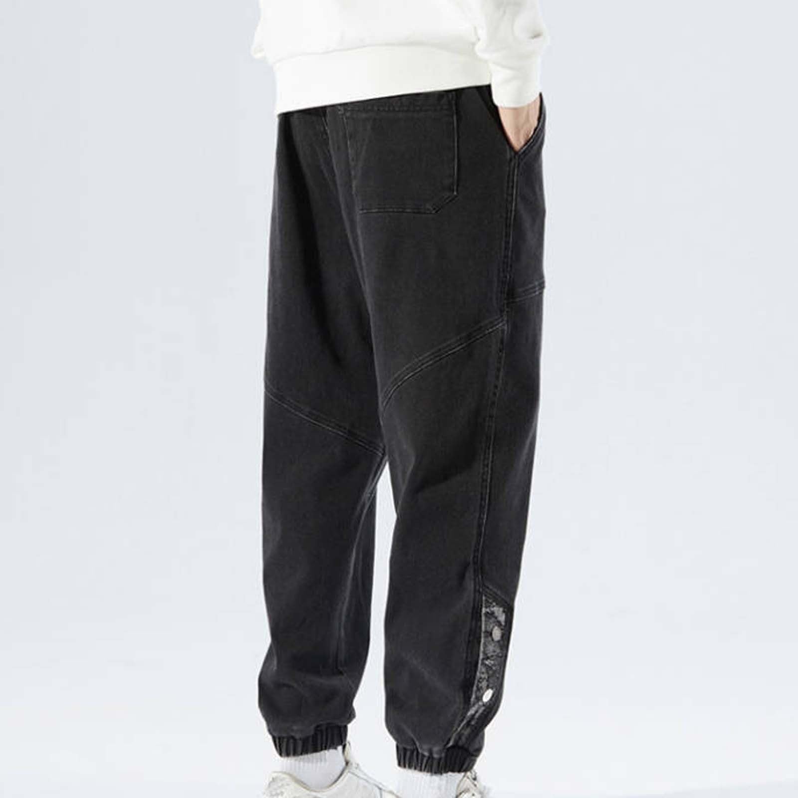 Pantalones Hombre Vaqueros-Pantalones Vaqueros de Moda para Hombre, Bordados, Tallas Grandes, con cordón, Pantalones de Trabajo para Hombre