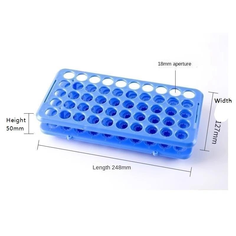 stojak na probówki do laboratorium, Plastikowy stojak na probówki 50 otworów Niebieskie eksperymenty naukowe do pobierania krwi w klasie