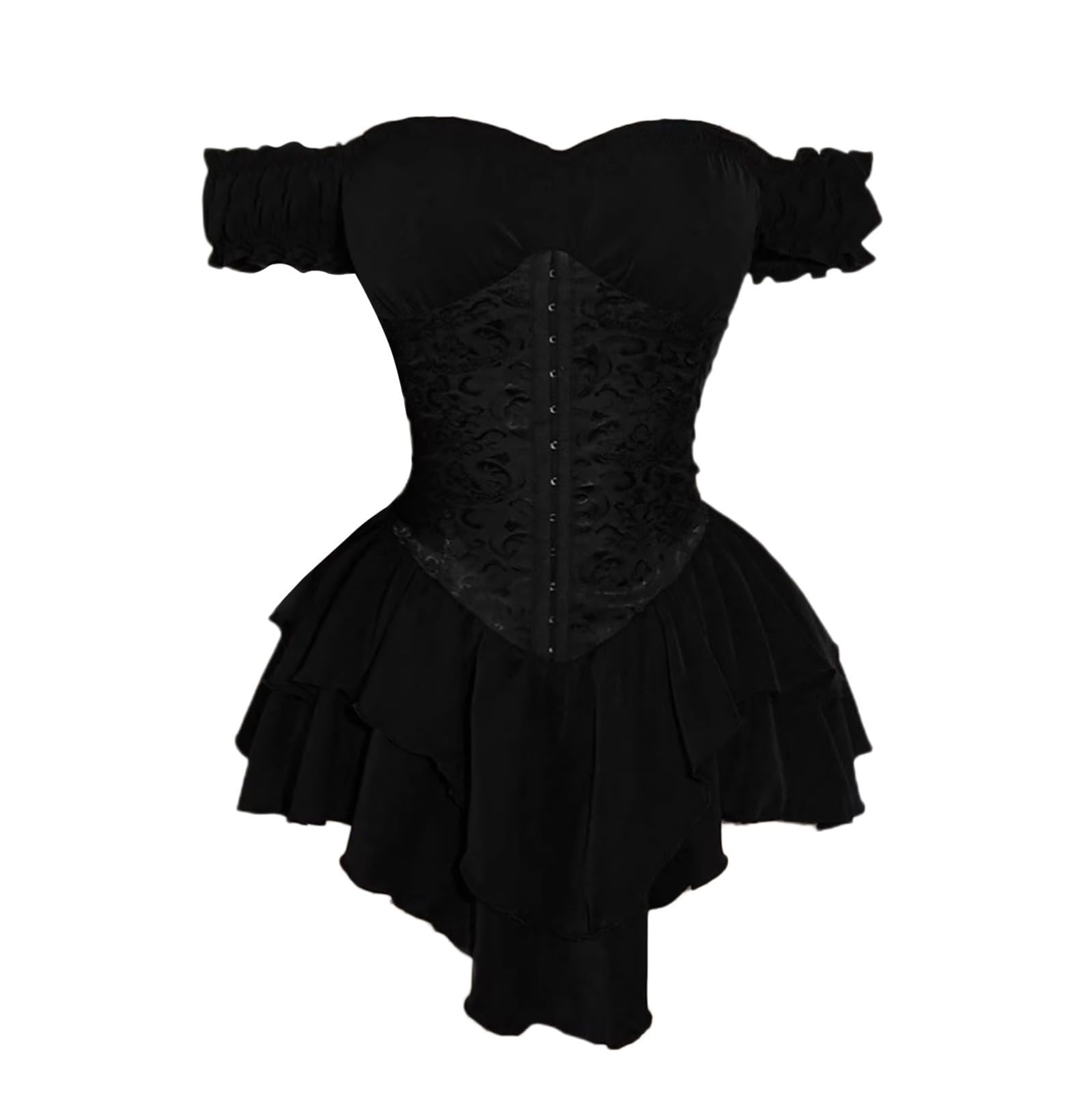 Genérico Vestido Medieval Mujer Renacentista,Vestido De Popelina Femenino Con Volantes En Sin Mangas Plisados Y CaíDa Para Uso Diario Oficina O Vacaciones