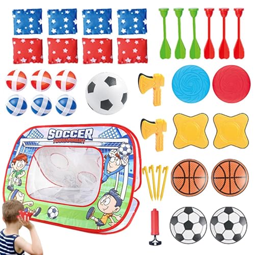 Jeu de lancer de poufs pour rire ensemble et créer des souvenirs en famille au grand air