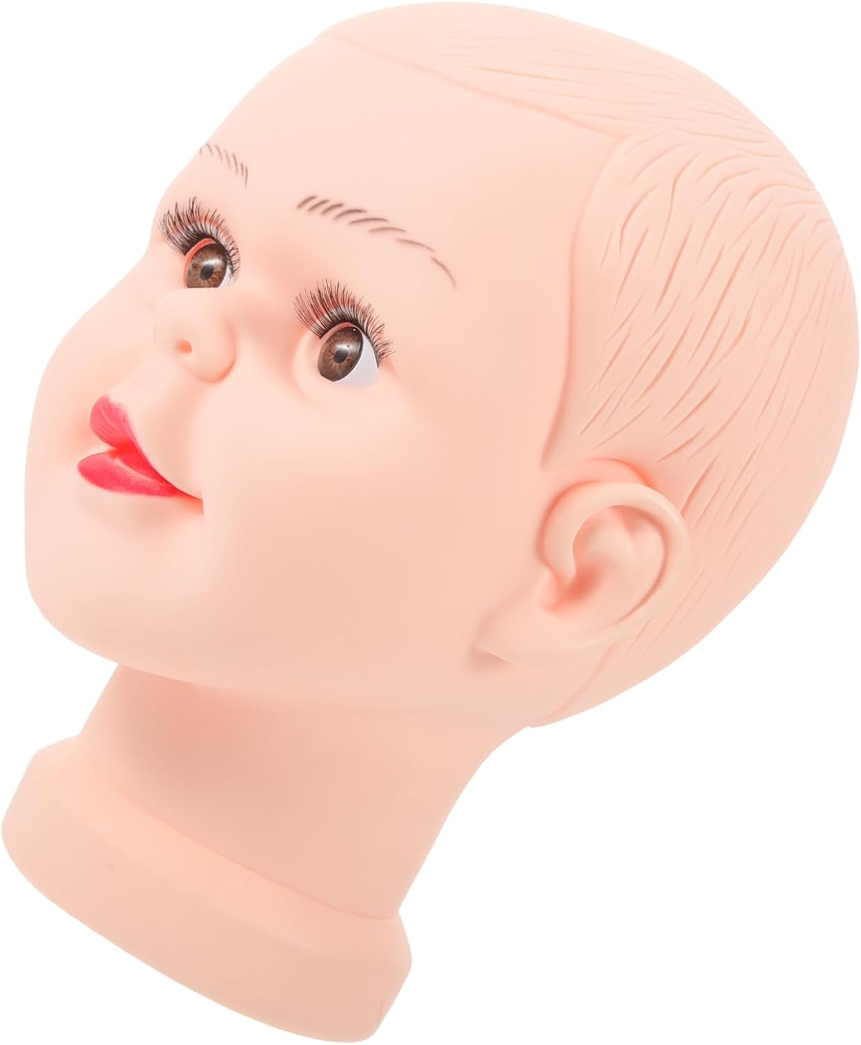 MERRYHAPY 18.5 Inch Children Mannequin Head with Hair Texture and Secure Table Holder for Displaying Wigs Hats Scarves Jewelry and Makeup Practice