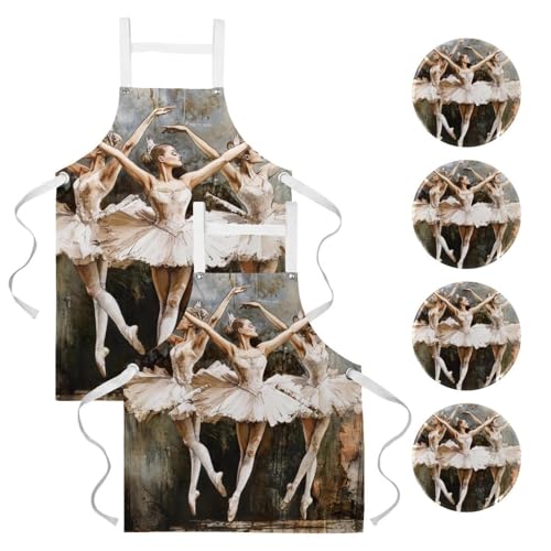 Lot de 2 tabliers de cuisine avec 4 broches pour le travail en restaurant et bar