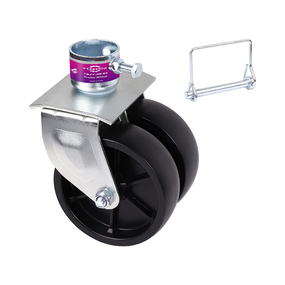 Stegewop 6" Trailer Jack Swivel Caster Dual Wheel Replacement,2000lbs