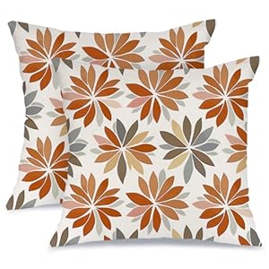 AACORS AAW04 Outdoor-Kissenbezüge, orangefarbene Blumen, 2 Stück