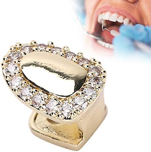 Hip Hop Teeth Decoration, Bling Tooth Single Grill Cap for Teeth Mouth, Hip Hop Show Accessories(Gold)