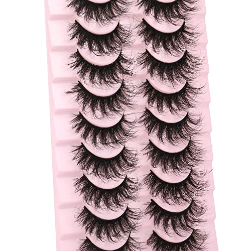Wiwoseo False Eyelashes Natural Styles Faux Mink Lashes Fluffy 3D Effect Fake Eyelashes 10 Pairs Pack #TOP1