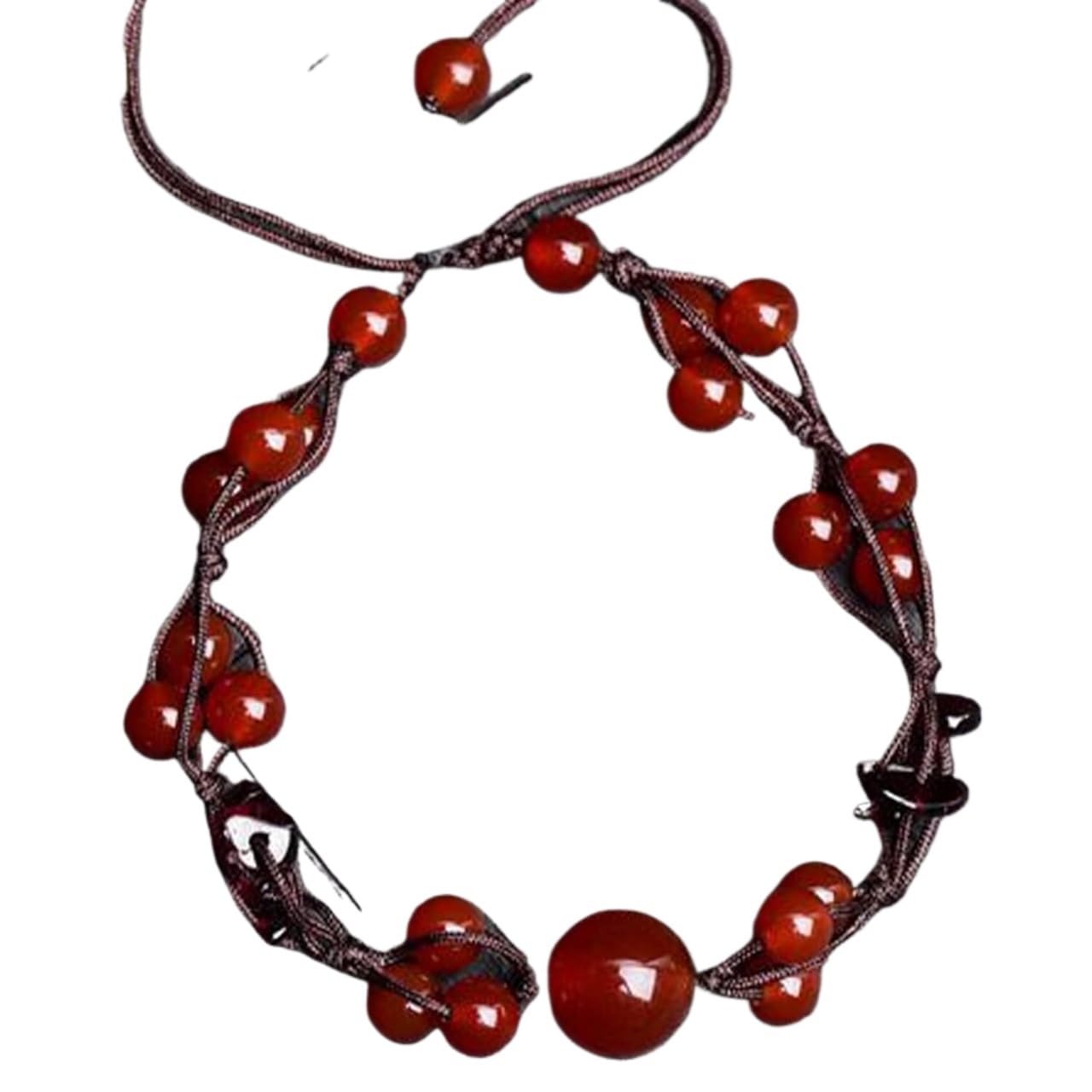 NZPOST Crystal Bracelet,Agate bracelet, Amulet Garnet Bracelet Red Round Beads Lucky Charm Bracelet Gems