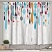 Ambesonne Kitchen Decor Collection, Multicolored Cutlery Background Layered Bistro Cafe Dining Gourmet Knife Fork Spoon 2 Panel Curtain, 55x39-Inches, Blue, White and Red