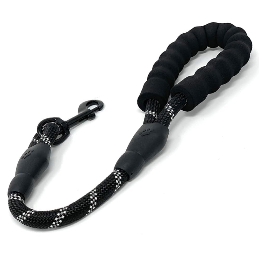 Short Dog Lead with Soft Padded Handles and Reflective Threads Walking Dog Rope Dog Lead Rope for Small Medium and Large Dogs (black)