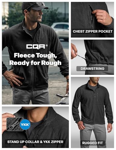 Image of CQR Men's Full-Zip Tactical Jacket, Soft Warm Military Winter Fleece Jackets, Outdoor Coats with Zipper Pockets