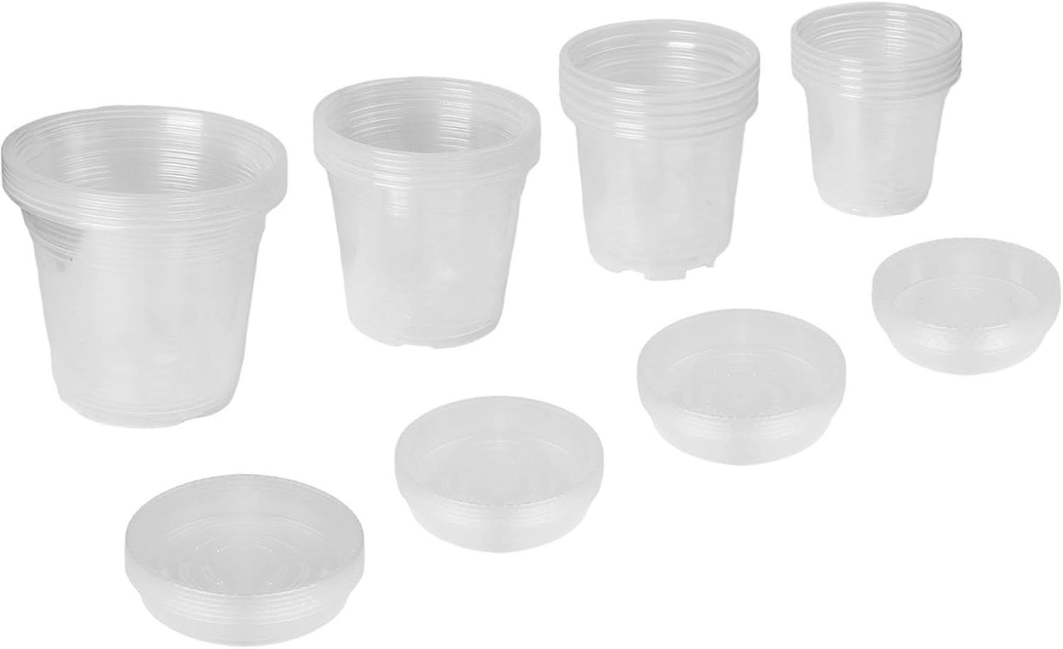 20 PCS of Clear Nursery Pots Home Garden Round Planter-Pot Plastic 4/5/6/7 Inch with Drainage Hole Transparent Planting Pot