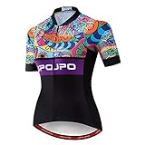 JPOJPO Damen-Radtrikot, Kurzarm und Sommer-Trägerhose gepolsterte Radhose