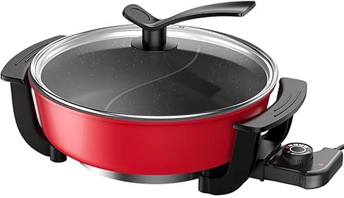 Sartén eléctrica Shabu Shabu Shabu Olla caliente antiadherente Sartén de cocina de 2 sabores Wok de calor rápido rápido (dividido)