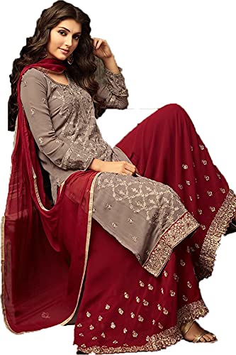Image of SHAFNUFAB Women's Maxi A-Line Dress (wedding dress and salwar suit SF20148 Red Free Size)