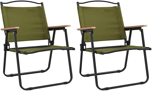 vidaXL 2 sillas de camping para exteriores, muebles de jardín, plegable, ligera, plegable, para playa, color verde, 21.3 x 21.7 x 30.7 in, tela