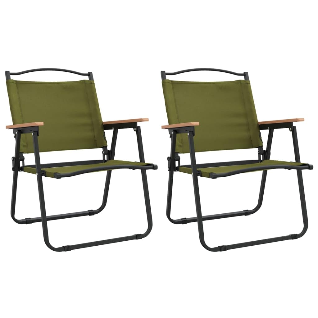 2er Set Campingstühle Klappbar - Robuste Strandstühle aus 500D Oxford-Gewebe und Stahlrahmen - Leichte Picknickstühle für Garten, Angeln und Outdoor-Aktivitäten - Grün, 54x55x78 cm