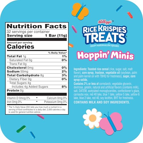 Image of Rice Krispies Treats Hoppin' Minis Crispy Marshmallow Squares, Easter Snacks, Kids Snacks, 12.4oz Box, 32 Bars (Pack of 6)