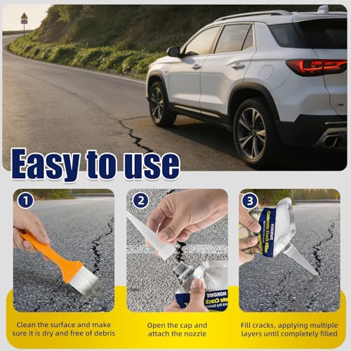 Concrete Crack Filler 3-Pack, Gray Self-Leveling Cement Crack Filler, Waterproof Quick-Dry Sealant for Driveway, Foundation, Patio, Walkway & Outdoor Concrete Repair — view 6