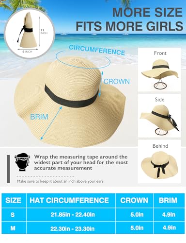 Sombrero de paja con ala ancha plegable para mujer miniatura 6