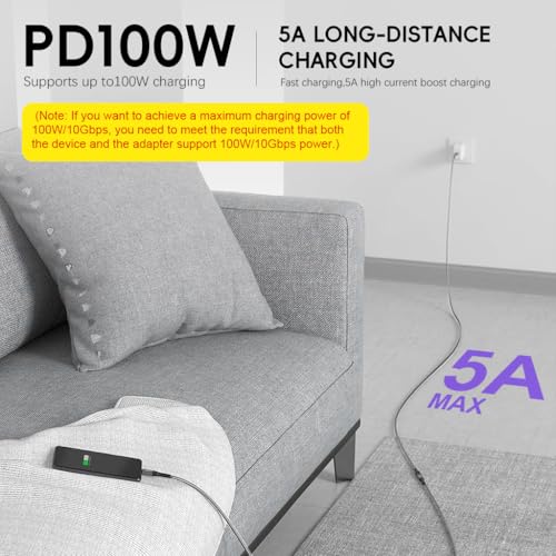 Image of Verilux PD 100W Type C Extension Cable Fast Charging, 1M /3.3FT USB C Male to Female Extension Cable Support 10Gbps Data Transfer, 4K@60Hz HD Video Output Compatible with iPad Pro, MacBook Pro, Grey