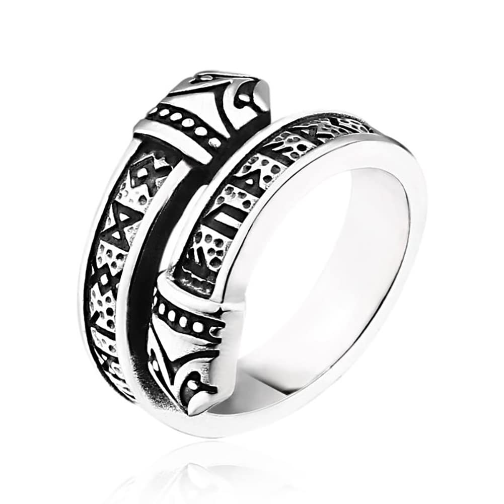 YAHOYA Norse Mythology Midgard Serpent Jormungand Finger Rings Mens Stainless Steel Open Ring Viking Talisman Male Scandinavian Jewelry