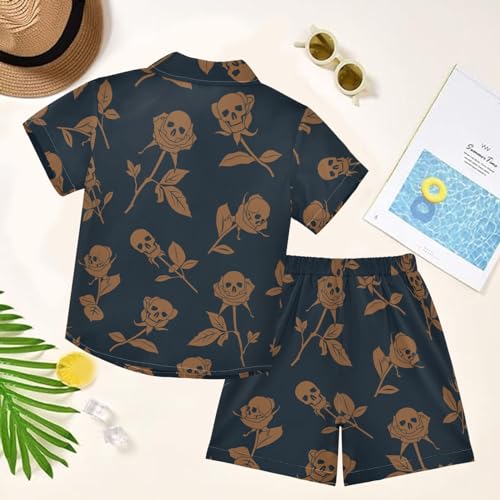 Image of visesunny Boy's 2 Pieces Shirt and Short Set Casual Shirts Short Sleeve Beach Shorts Summer Outfits for 3-10 Years Kids
