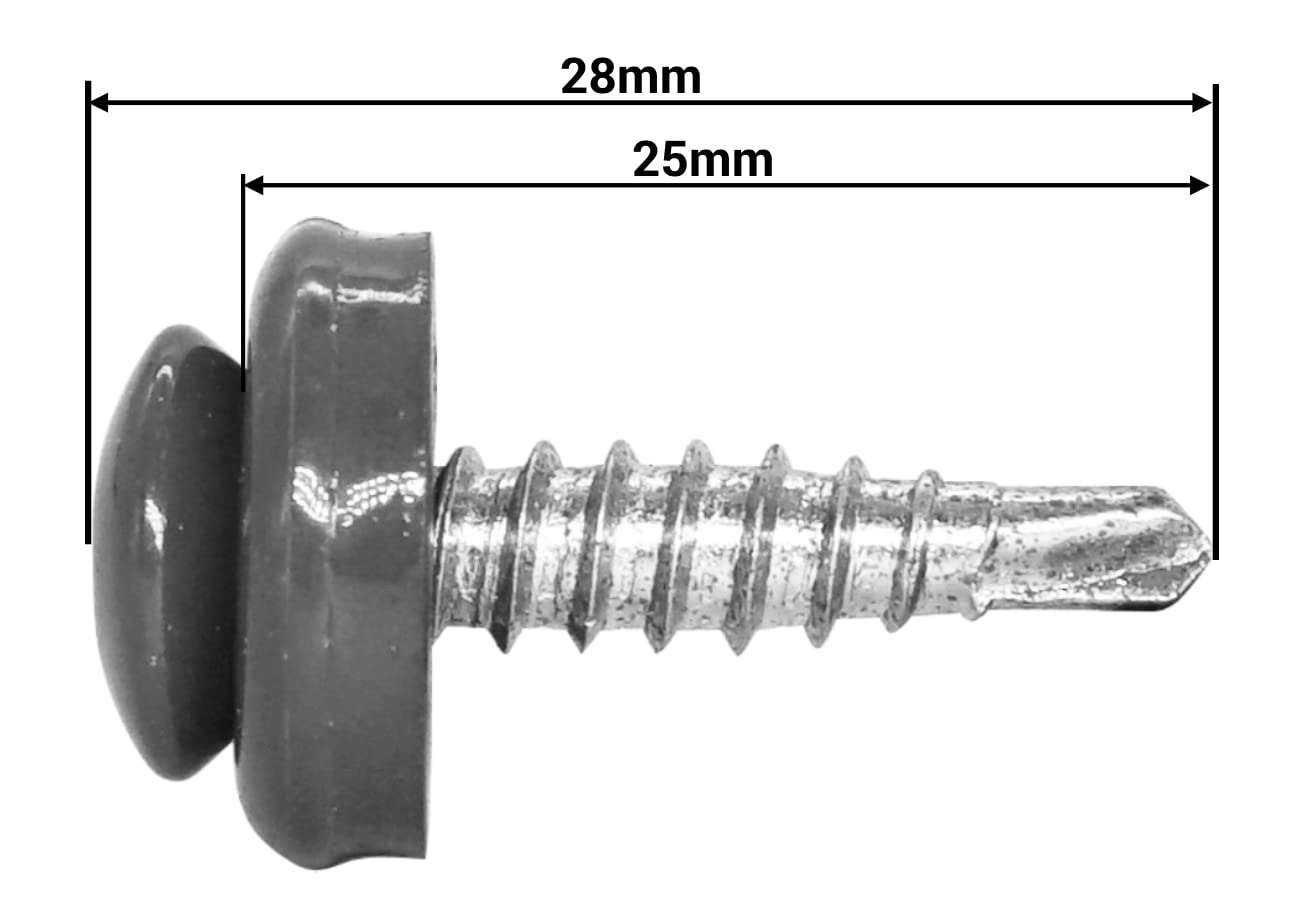 SKIR'CO - Tornillos para techos de metal, 4,8 x 28 mm, tornillos autoperforantes pintados con arandelas EPDM, tornillos Torx de chapa (gris antracita RAL 7016)