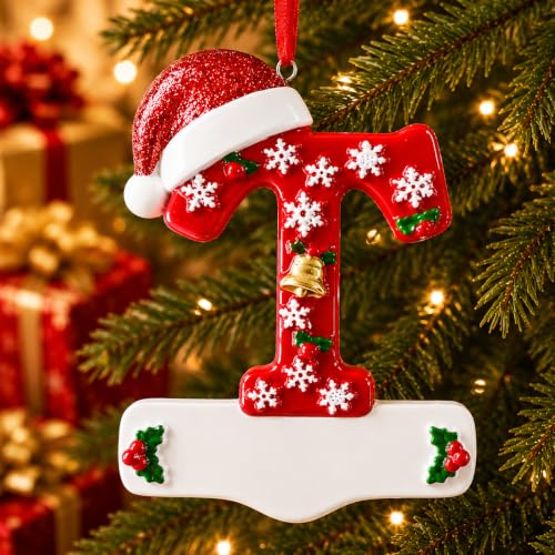 Image of Bemaystar 3D Resin Letter Christmas Ornaments, Hand Painted Initial Christmas Tree Ornaments, Premium Holiday Decoration for Family Christmas Tree Decor, Ornaments for Christmas Tree, T