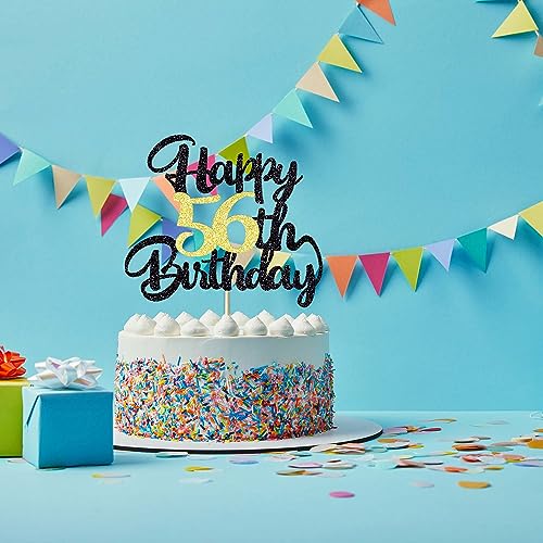 Image of 56th Happy birthday cake topper happy cake decoration 56th birthday party decoration gift plugin (56)