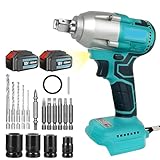 YEEJUAK Bürstenloser Lithium-Ionen-Schlagschrauber mit 4 Stecknüssen, 12 Schraubendreher-Bits, 1,27 cm, bürstenlose Schlagpistole für Auto-Reparaturen