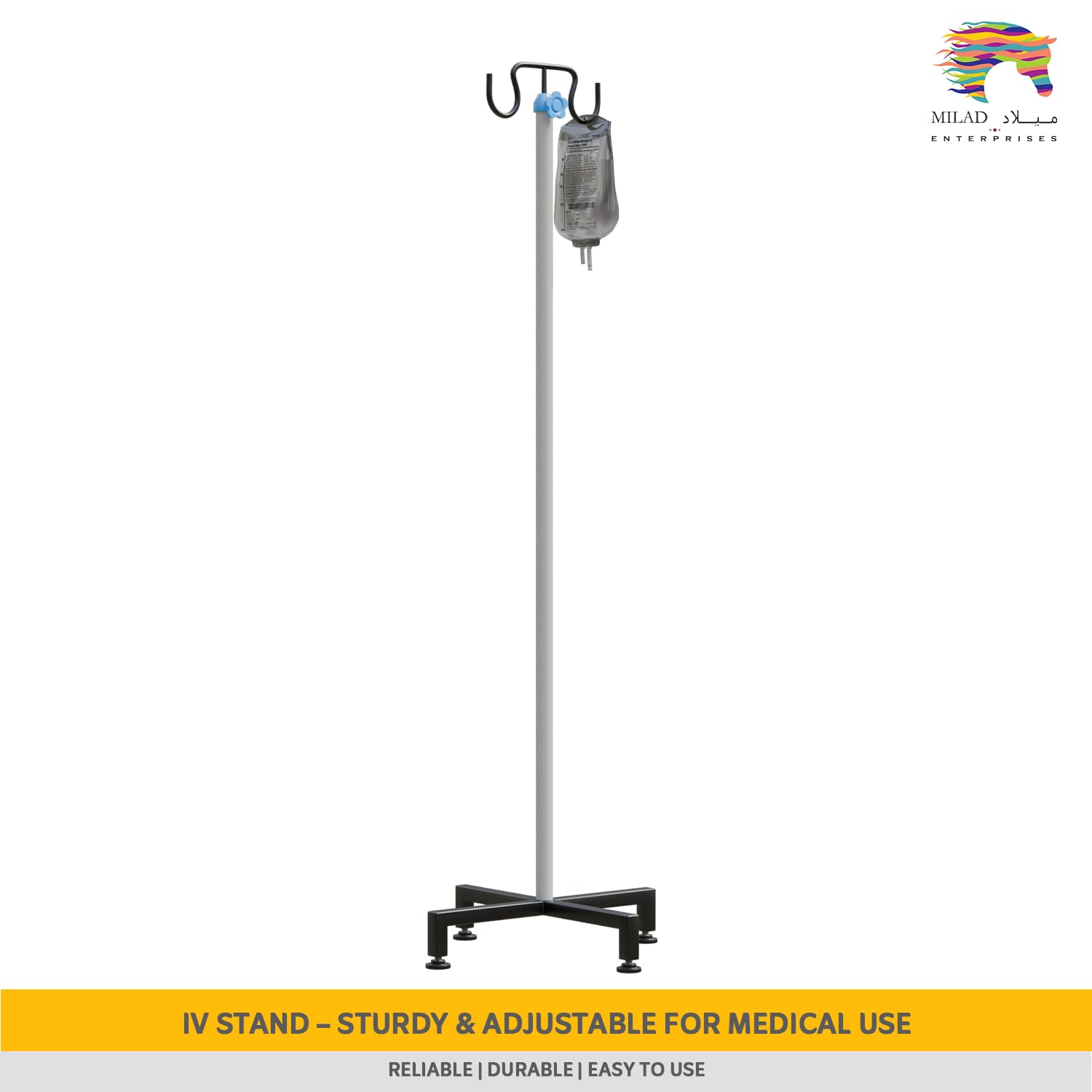 MILAD Saline IV Stand For Hospital (4 FT, White Color) - Image 2 thumbnail