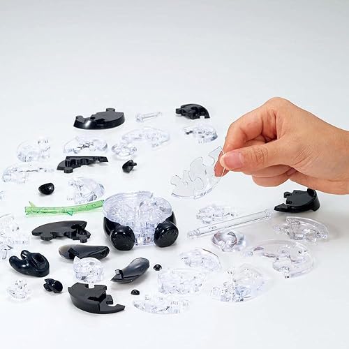 Miniatura 3 de Crystal Puzzle 59179 - Par de pandas 3D, 51 piezas, color gris y negro