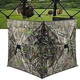 Hunt Quiet Hunting Blind for Turkey, 3-Panel See-Through Turkey Blind, Full 360° Visibility Pop Up Ground Blind(Next CAMO G2 Green)
