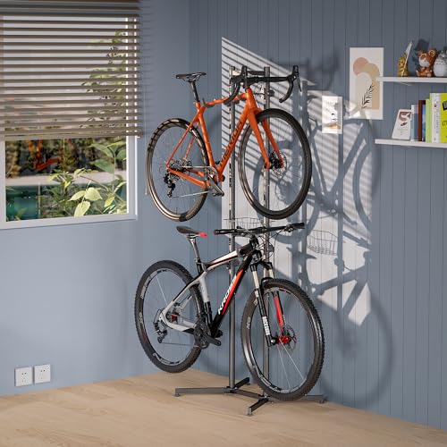 CXWXC Fahrradständer Boden Für 2 Fahrräder Belastbar bis 50kg/110 Pound Fahrrad Ständer Halter Indoor Garage Lagerung im Freien…